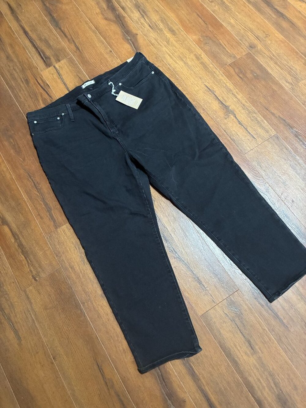 NWT Madewell Classic Straight Jeans Black High Rise 37T Capsule Minimalist Denim